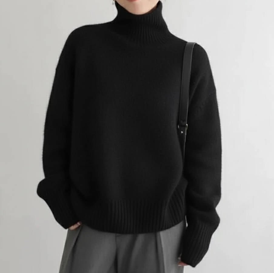 Women's Oversized Turtleneck Sweater | Relaxed Fit Knit Angle