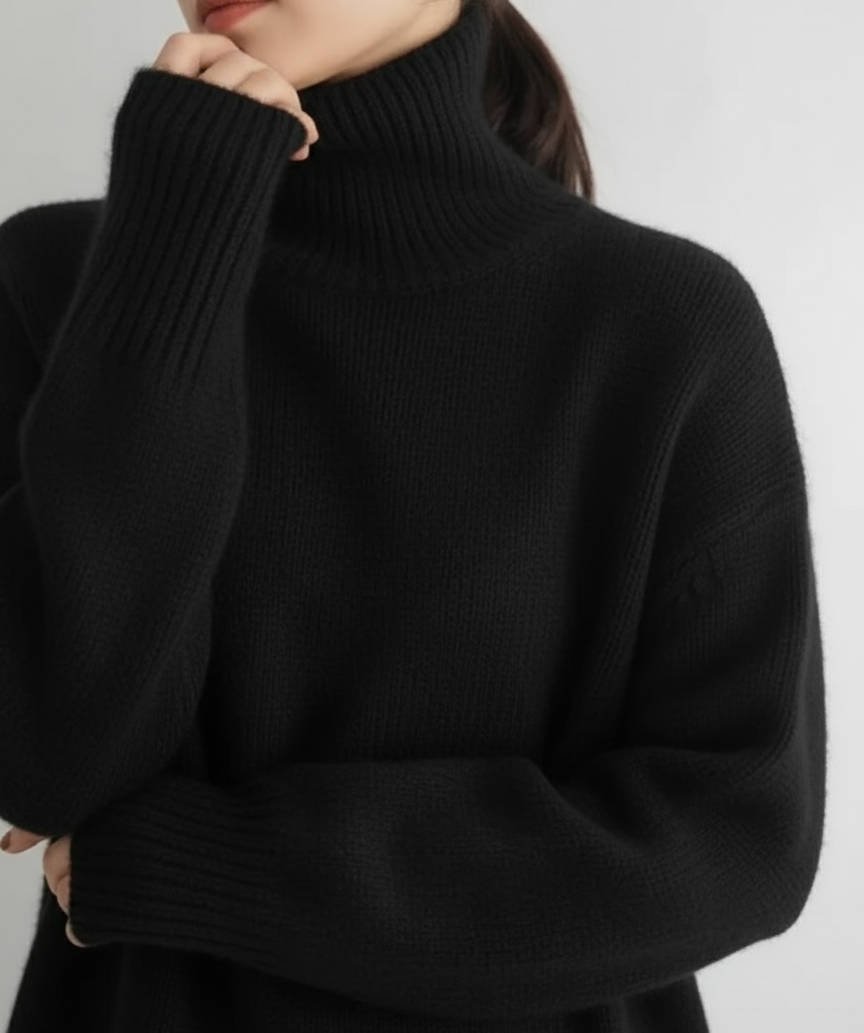 Women's Oversized Turtleneck Sweater | Relaxed Fit Knit Full