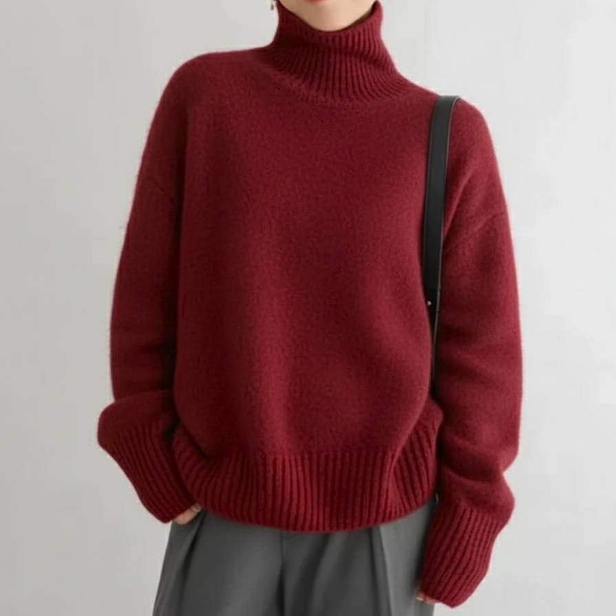 Women's Oversized Turtleneck Sweater | Relaxed Fit Knit View 11