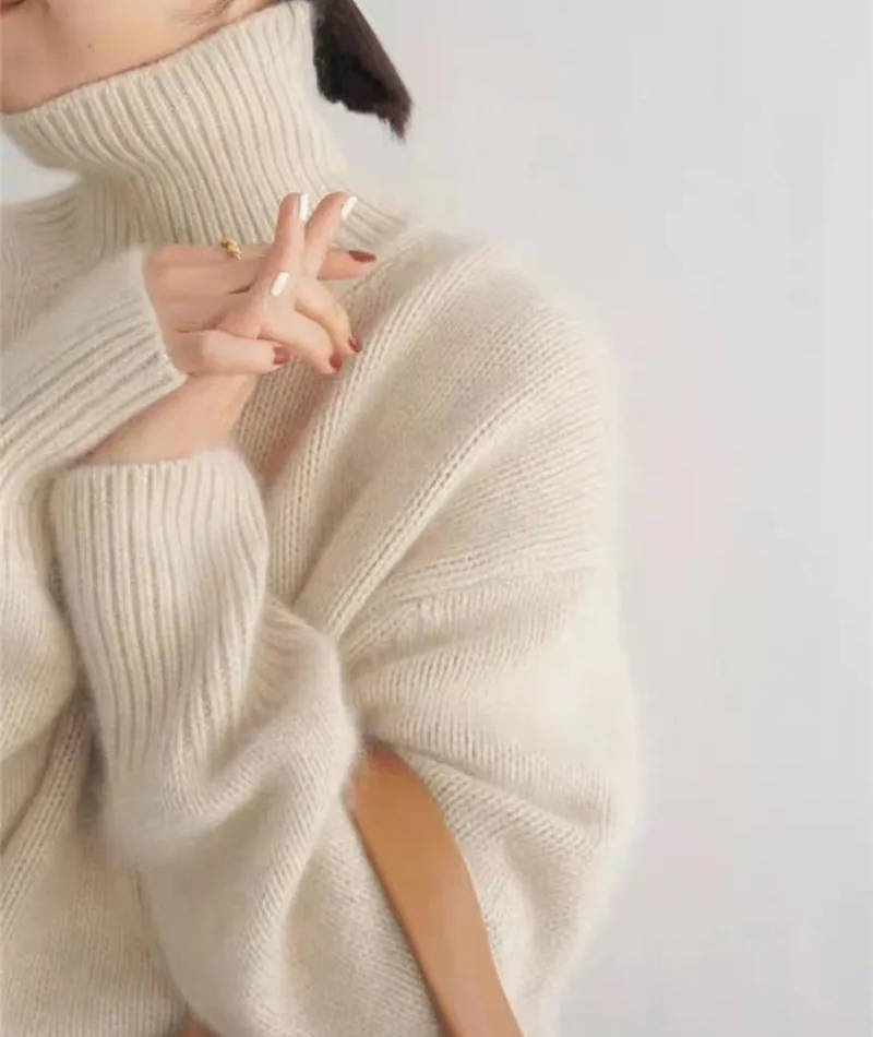 Women's Oversized Turtleneck Sweater | Relaxed Knit Fit Lifestyle