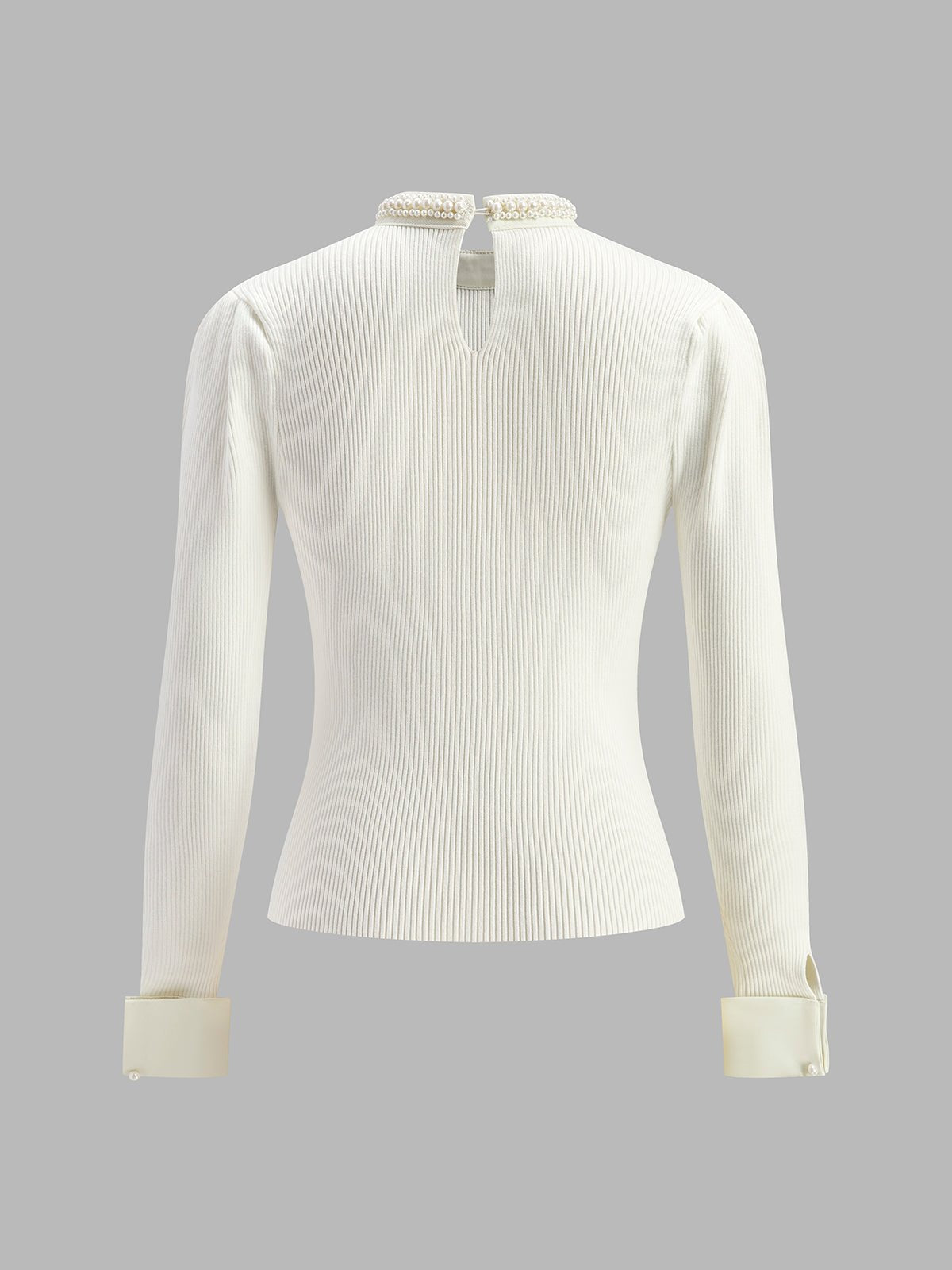 Women's Pearl Trim Contrast Sweater | Slim Fit Knit Alternate