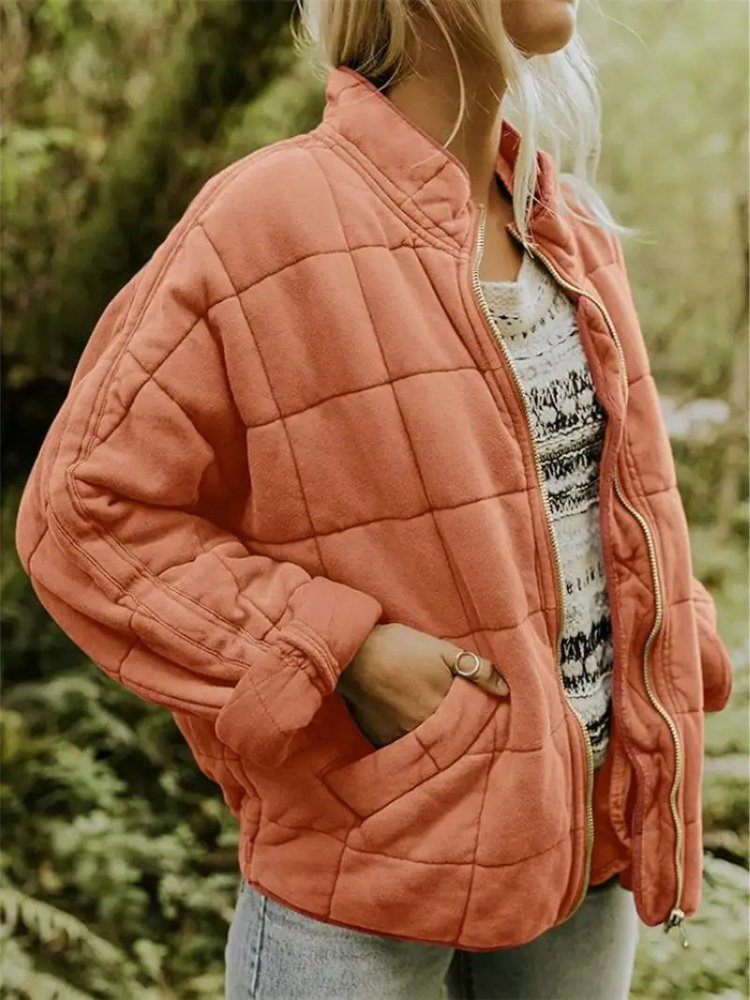 Women's Quilted Oversized Bomber Jacket | Casual Relaxed Fit Alternate