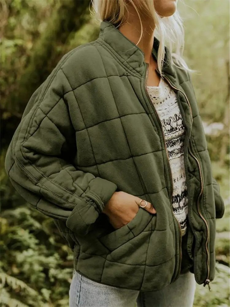 Women's Quilted Oversized Bomber Jacket | Casual Relaxed Fit Lifestyle
