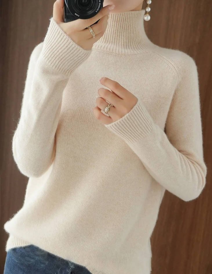 Women's Raglan Sleeve Turtleneck Sweater | Relaxed Knit Back
