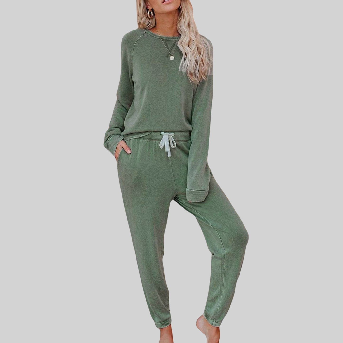 Women's Relaxed Fit Joggers Set | Raglan Sleeve Loungewear Back