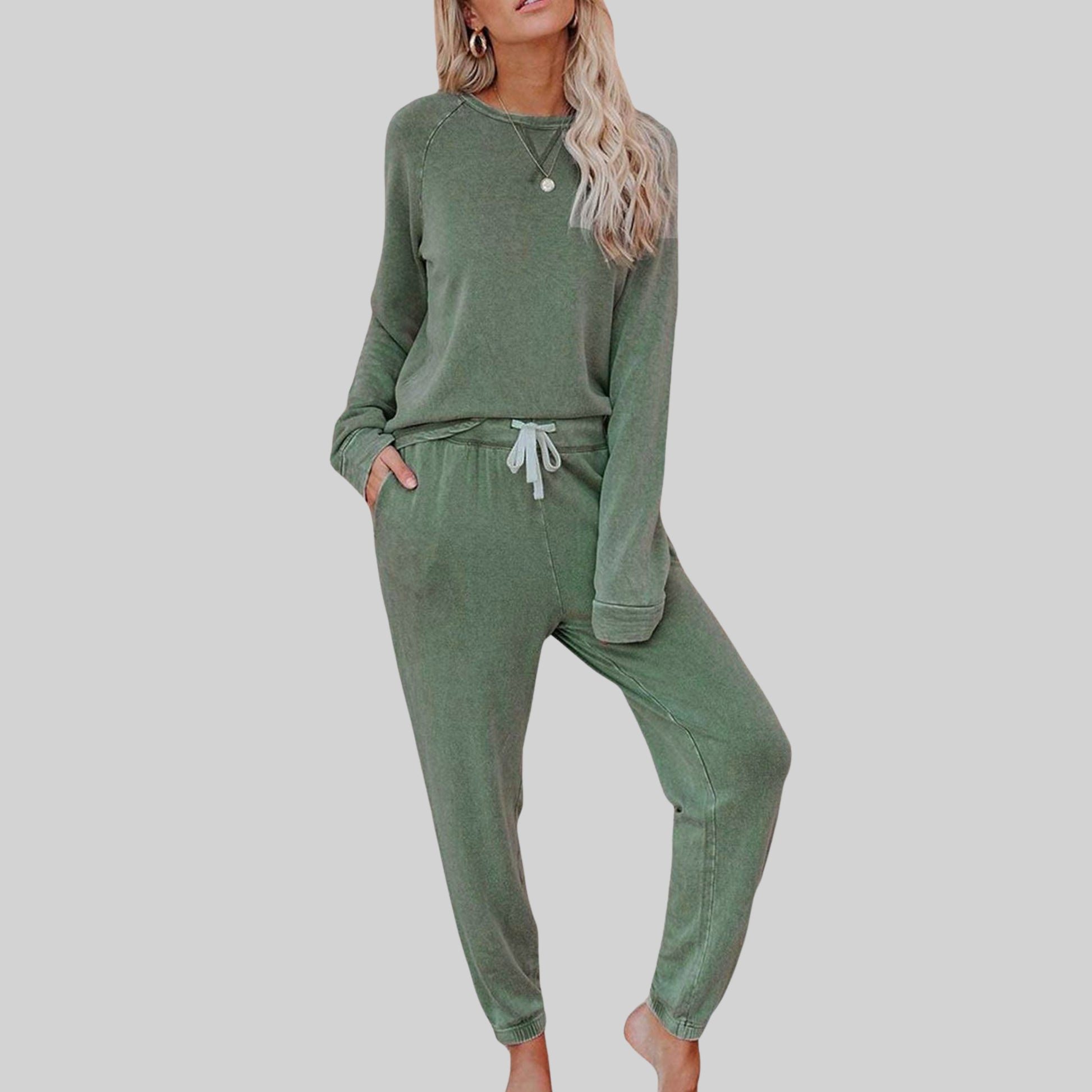 Women's Relaxed Fit Joggers Set | Raglan Sleeve Loungewear Back