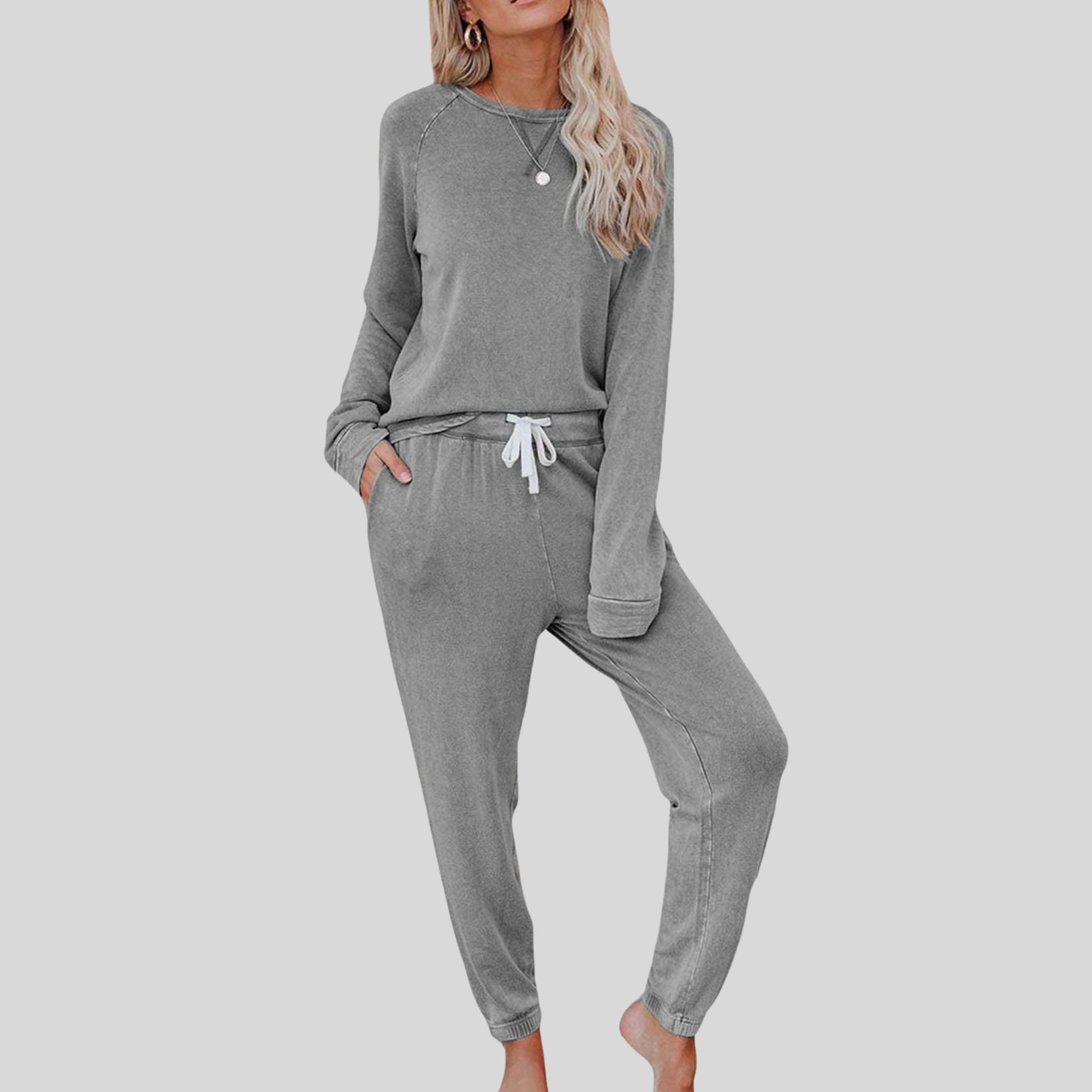 Women's Relaxed Fit Joggers Set | Raglan Sleeve Loungewear Lifestyle