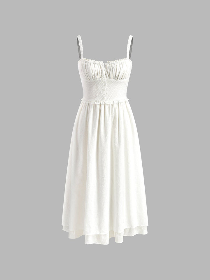 Women's Ruffle Hem Cami Midi Dress Close Up