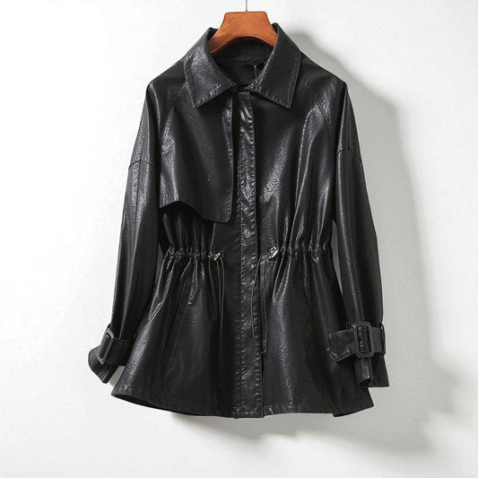 Women's Sheepskin Leather Jacket | Cinched Waist Zip Front Hero