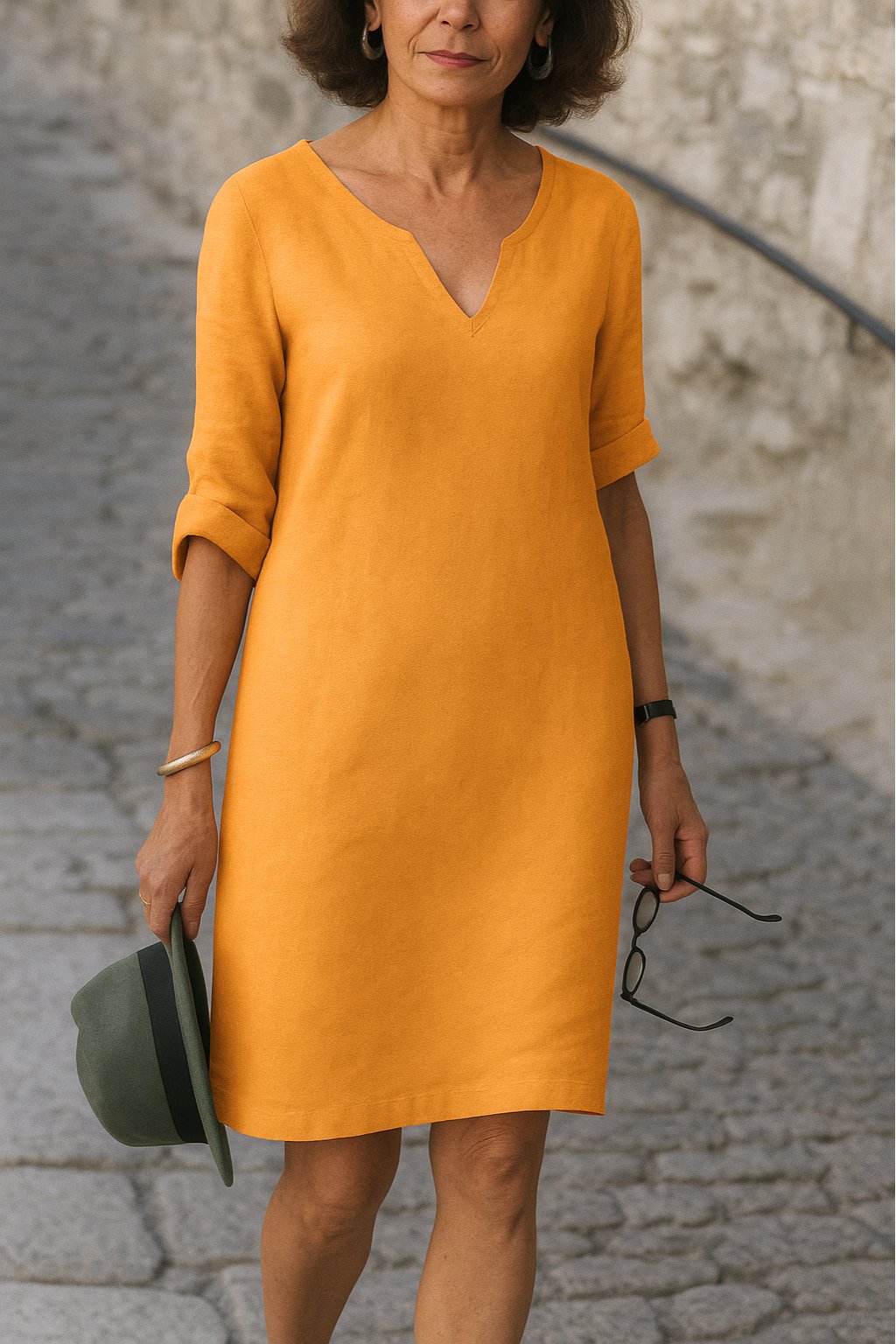 Women's Sleek V-Neck Dress | Smoothing Silhouette Fit Side