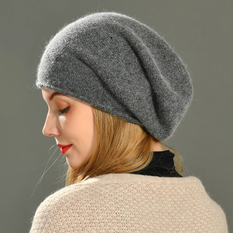 Women's Slouchy Wool Beanie | Oversized Knit Winter Hat Front
