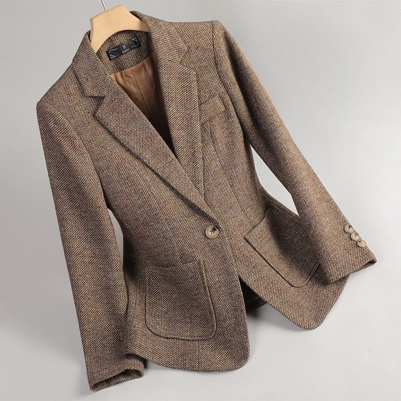 Women's Speckled Wool Blazer | Patch Pocket Tailored Fit Front