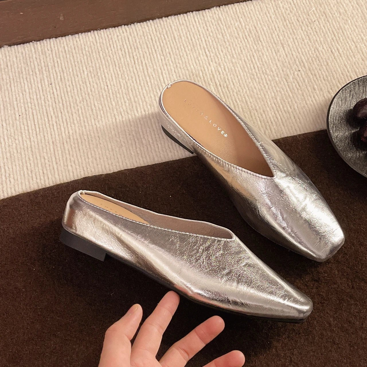 Women's Square Toe Leather Flats | Slip-On Alternate