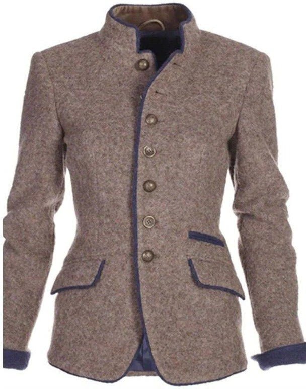 Women's Stand-Collar Two-Tone Blazer | Vintage Front