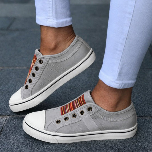 Women's Striped Summer Slip On Sneakers | Casual Hero