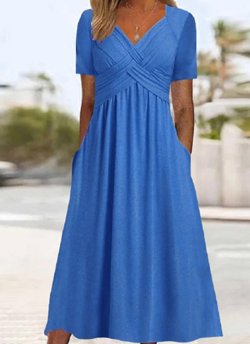 Women's Stylish Crossover Wrap Dress | Flattering Fit Close Up