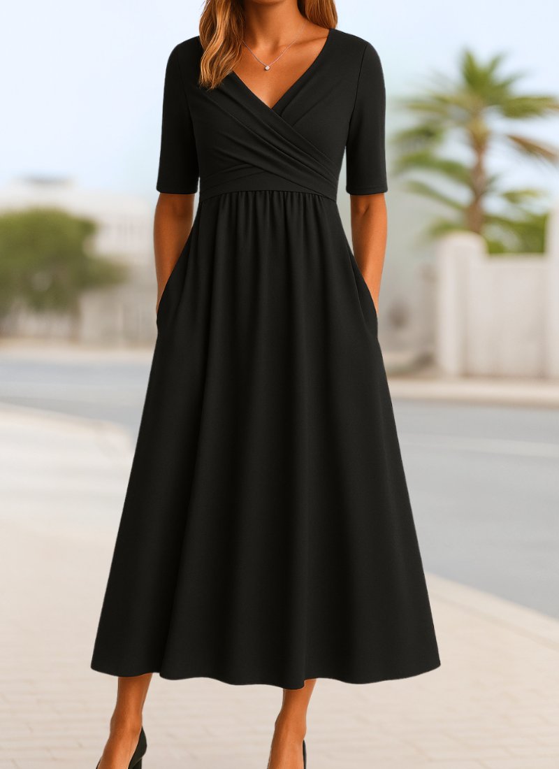 Women's Stylish Crossover Wrap Dress | Flattering Fit Detail