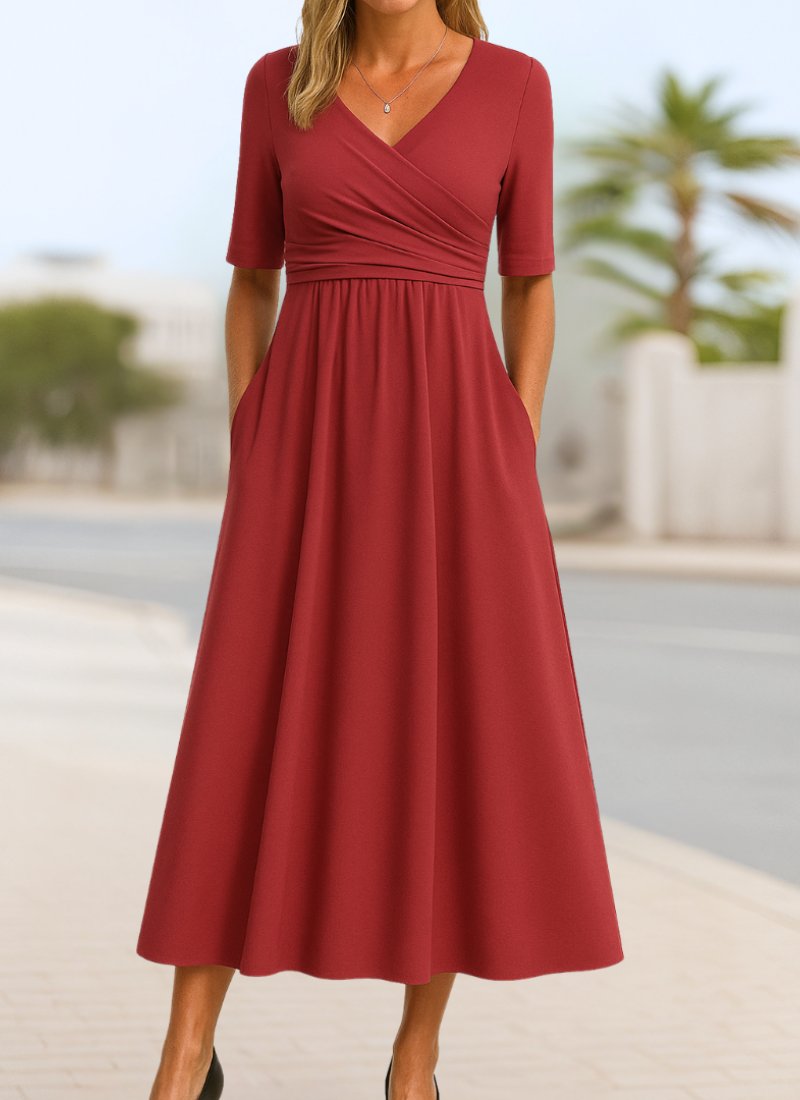 Women's Stylish Crossover Wrap Dress | Flattering Fit Front