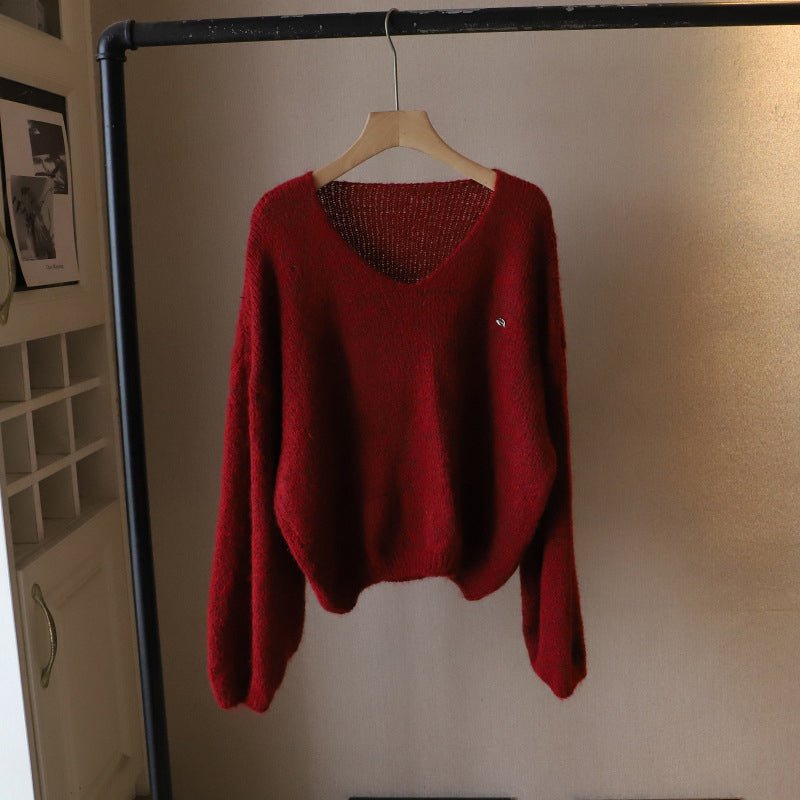 Women's V-Neck Softness Sweater | Boxy Fit Knit Back