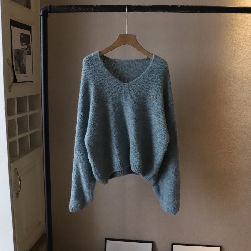 Women's V-Neck Softness Sweater | Boxy Fit Knit Detail