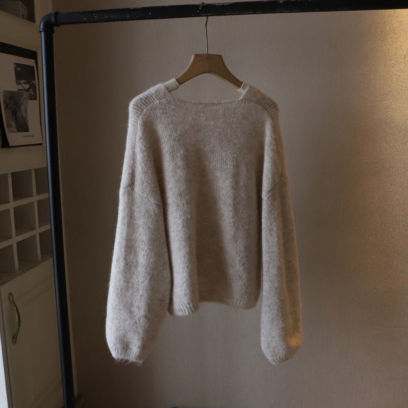 Women's V-Neck Softness Sweater | Boxy Fit Knit Full