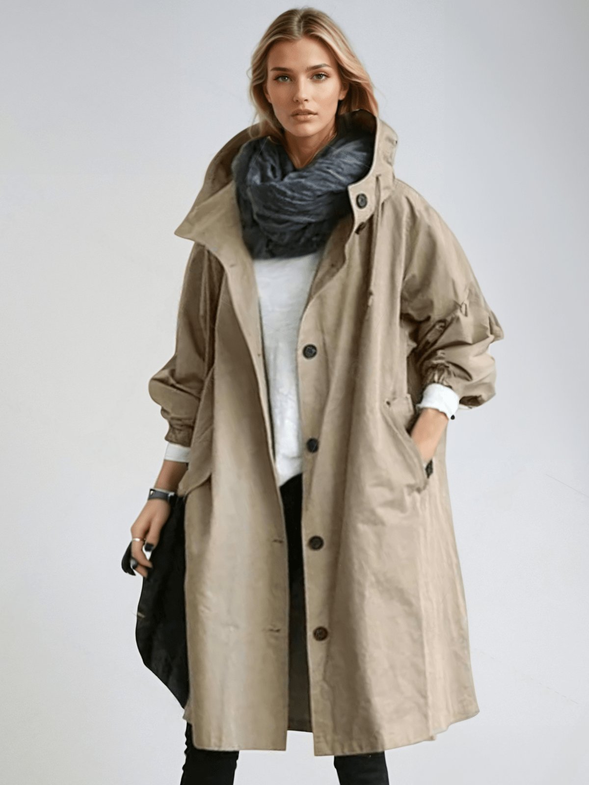 Women's Water-Repellent Trench Coat | Asymmetric Hem Back
