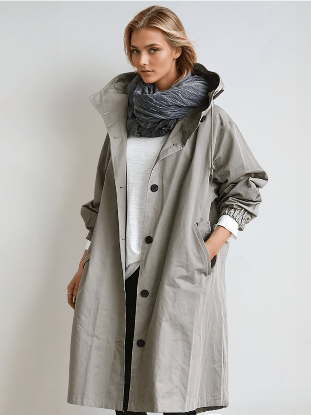 Women's Water-Repellent Trench Coat | Asymmetric Hem Detail