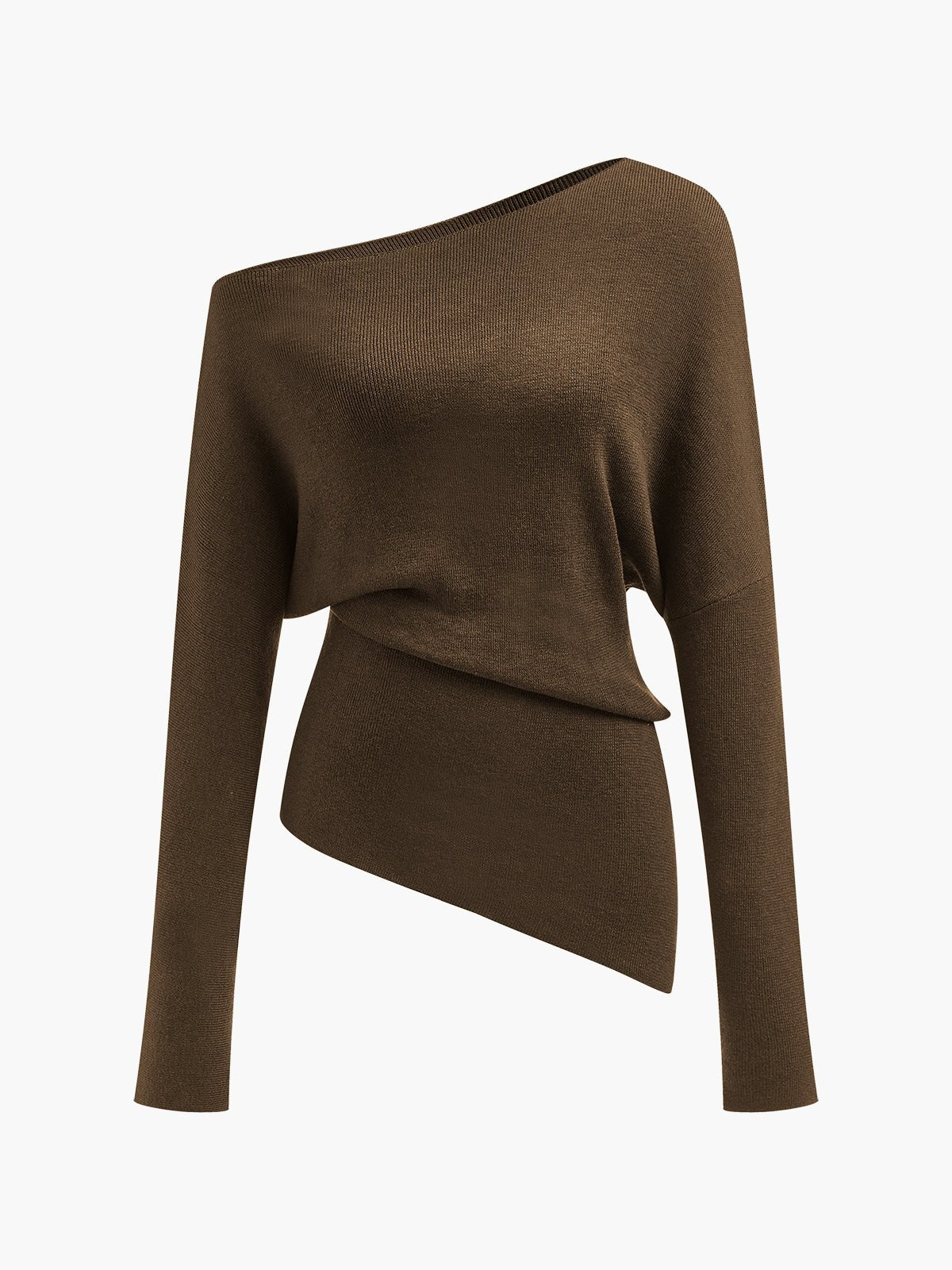 Women's Wool Asymmetrical Neck Knit Top | Cold Shoulder View 19