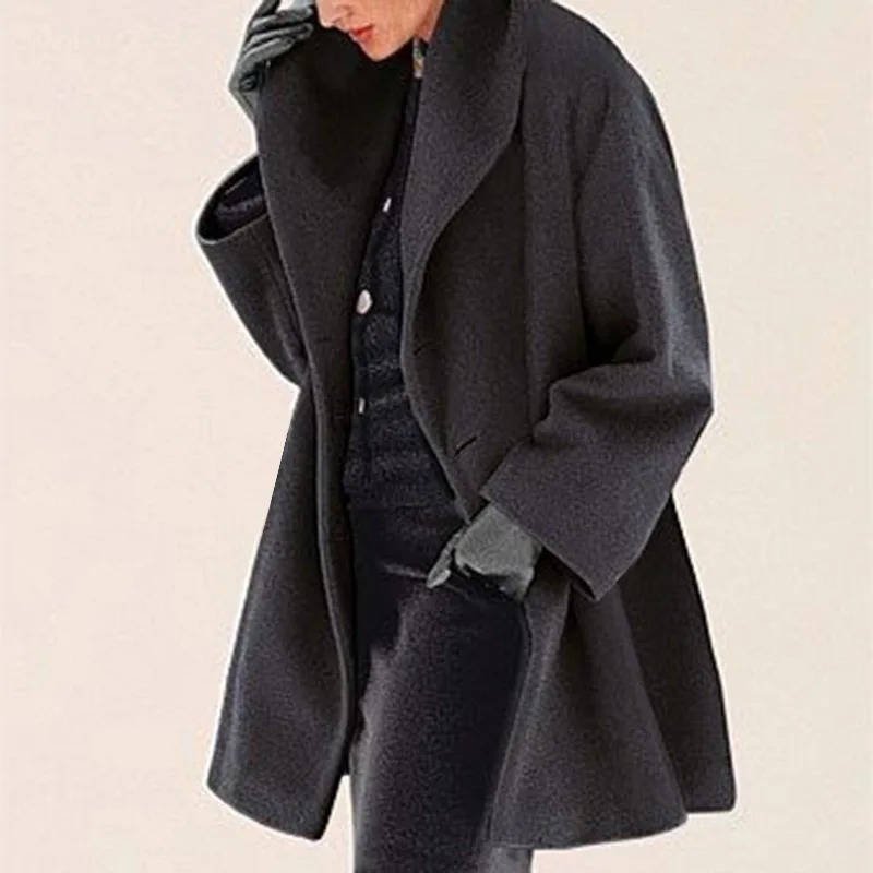 Women's Wool Blend Cocoon Coat | Draped Lapel Wrap Detail