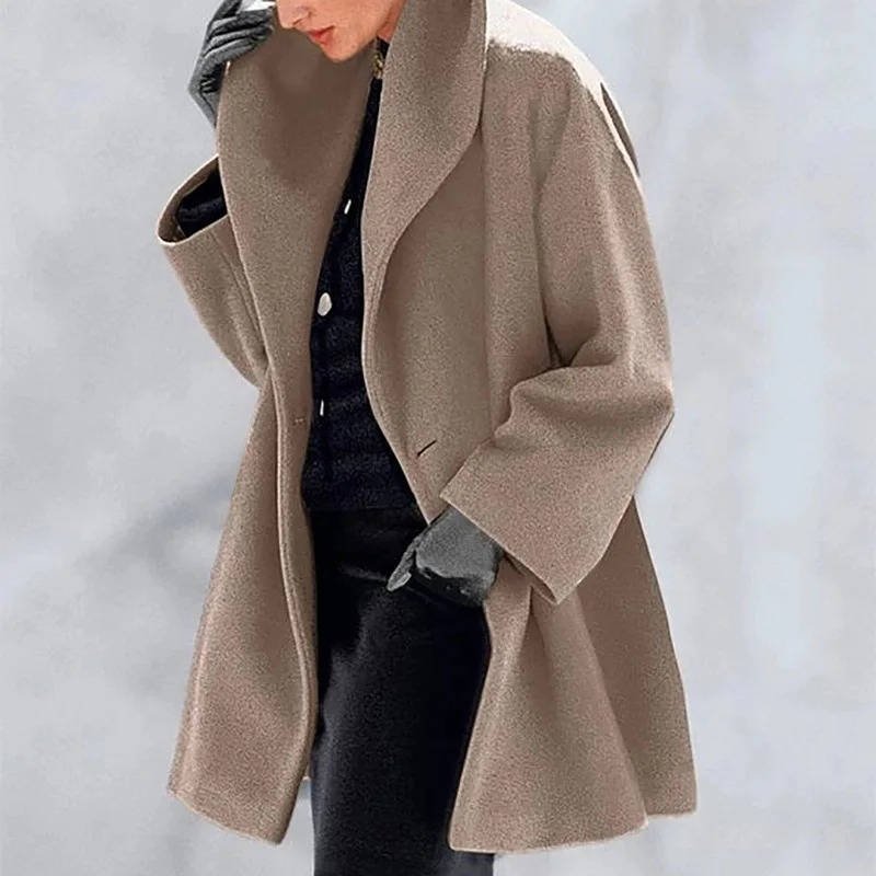 Women's Wool Blend Cocoon Coat | Draped Lapel Wrap Front