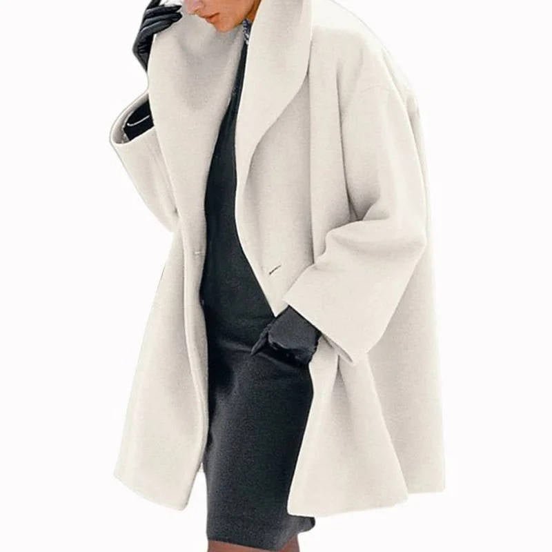 Women's Wool Blend Cocoon Coat | Draped Lapel Wrap Lifestyle