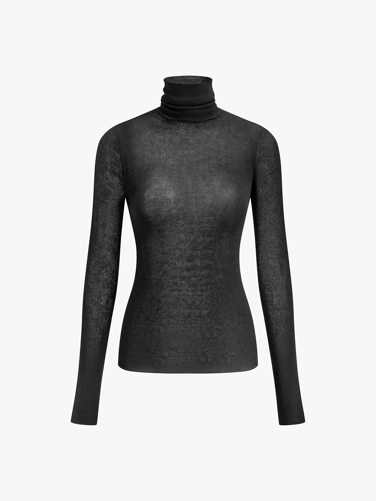 Women's Wool-Blend Turtleneck Sheer Sweater View 15
