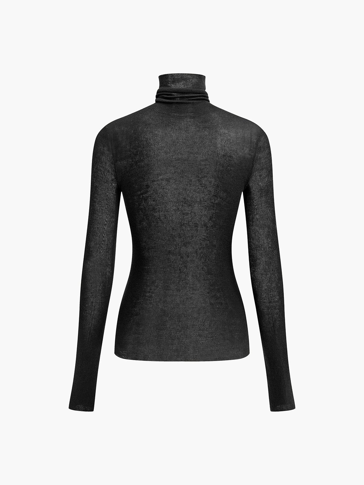Women's Wool-Blend Turtleneck Sheer Sweater View 16