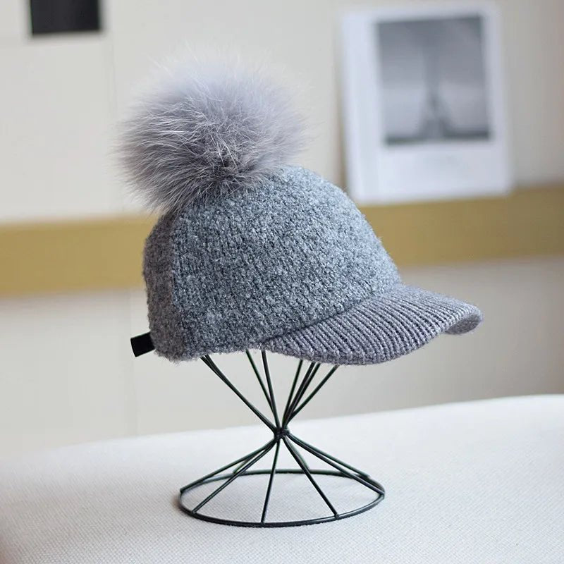 Women's Wool Pom Cap | Faux Fur Alpine Beanie Lifestyle
