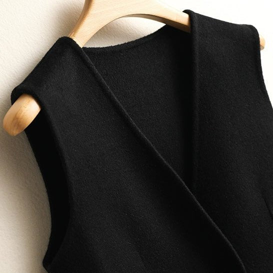 Women's Wrap Front Knit Vest | V-Neck Tailored Fit Back