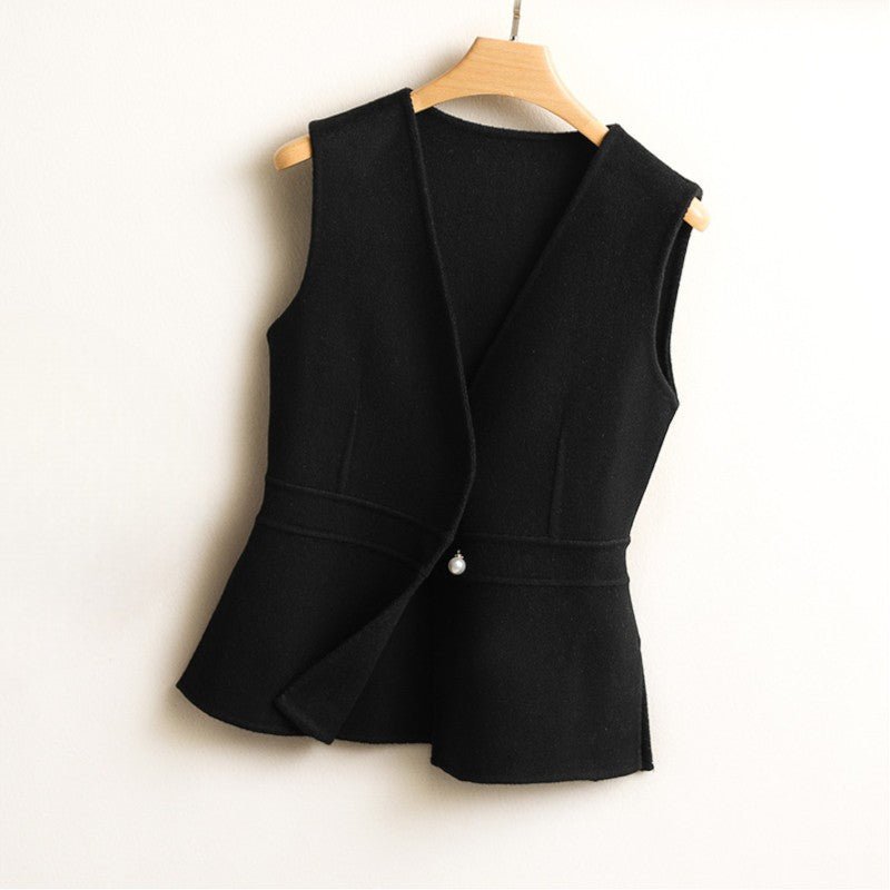 Women's Wrap Front Knit Vest | V-Neck Tailored Fit Side