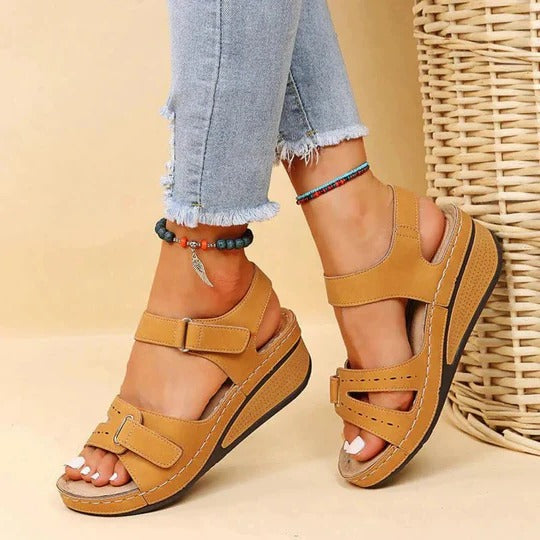 Sandalias para mujer planas con correas ajustables y hebilla, punta abierta, para caminar