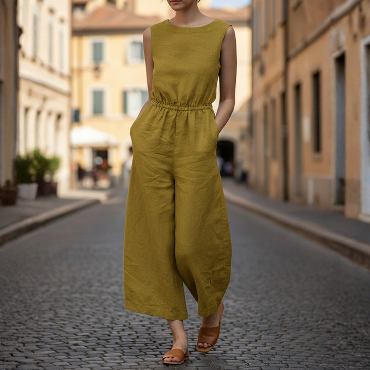 Jumpsuit Sleeveless Wide Leg Elastic Waist Women