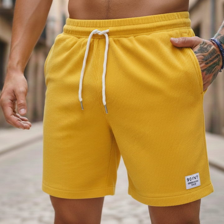 Men’s Polyester Cord Casual Shorts Lightweight Relaxed Fit
